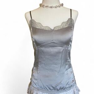 Ann Taylor Gray Lace Trim Cami